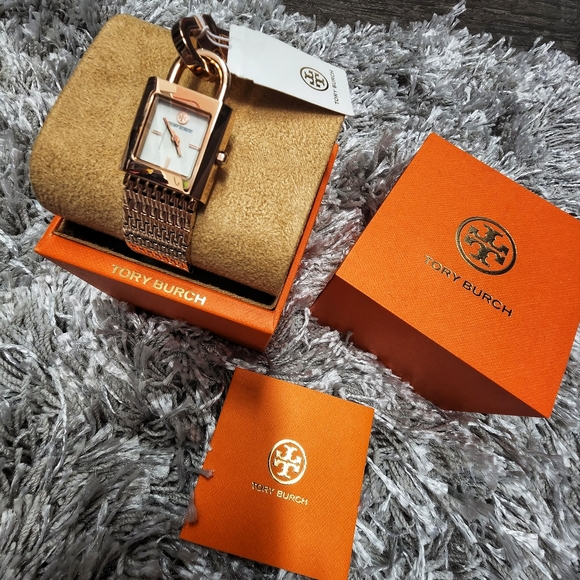 Tory Burch Accessories - Rose gold Tory Burch lock watch NWT
